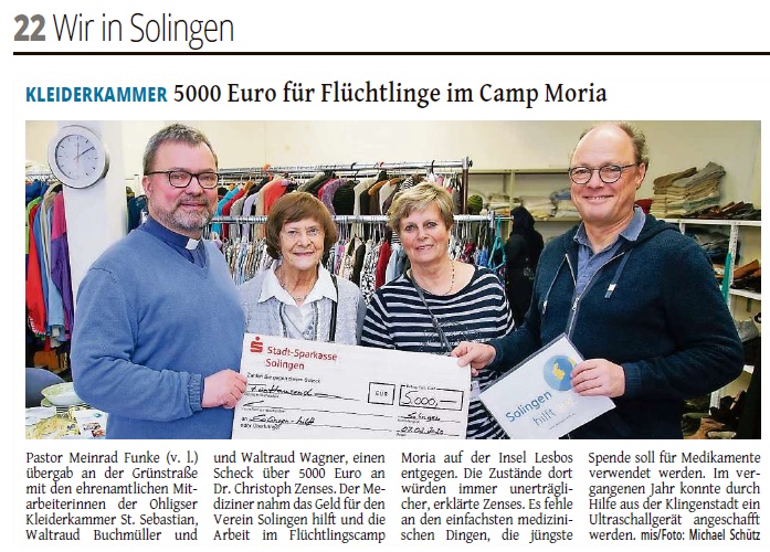Kleiderkammer St. Sebastian spendet erneut für Moria